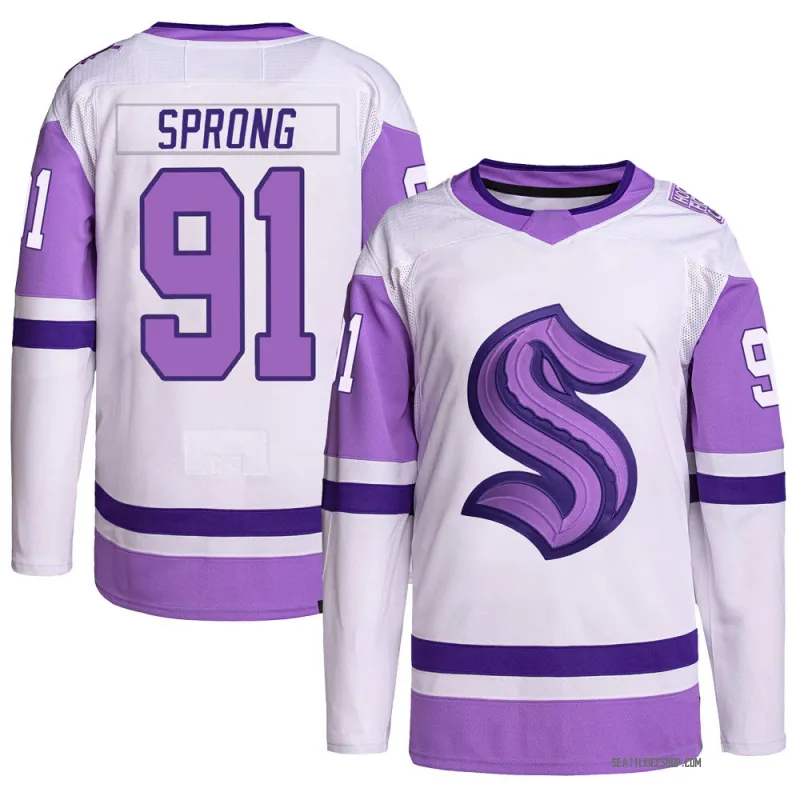 Seattle Kraken right wing Daniel Sprong (91) wears a special warmup jersey  for Lunar New Year before the team's NHL hockey game against the Colorado  Avalanche, Saturday, Jan. 21, 2023, in Seattle. (